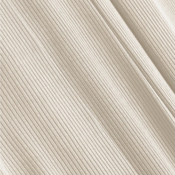 Cream Ribbed Wide-Leg Pants - Picture 3 of 4